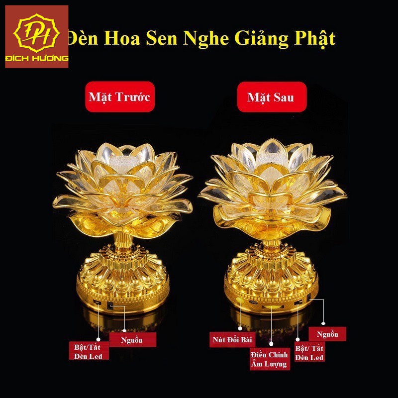 Đài Tụng Kinh Niệm Phật Hình Hoa Sen vàng