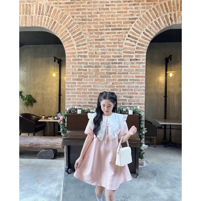 ĐẦM DOLL HỒNG CỔ PETER TRẮNG 🖤