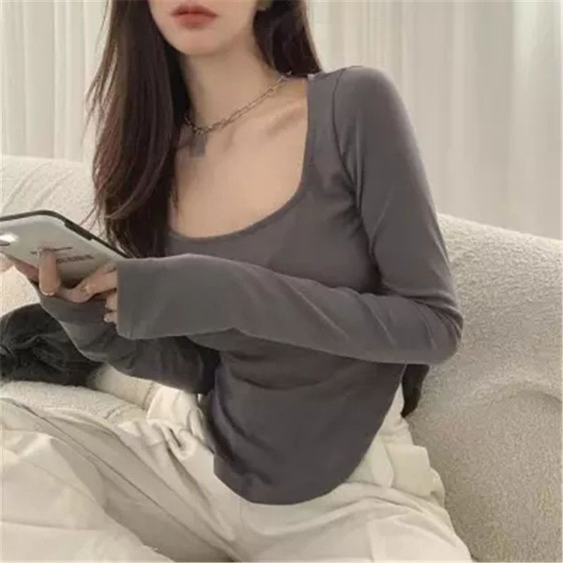 Áo thun COZOKC tay dài màu trơn đơn giản thời trang