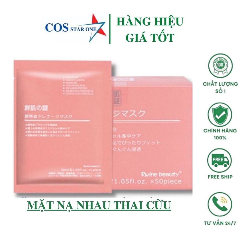 Mặt Nạ Nhau Thai Cừu Cuống Rốn Tế Bào Gốc Nhật Bản Rwine Beauty dưỡng da, cung cấp độ ẩm, tái tạo collagen