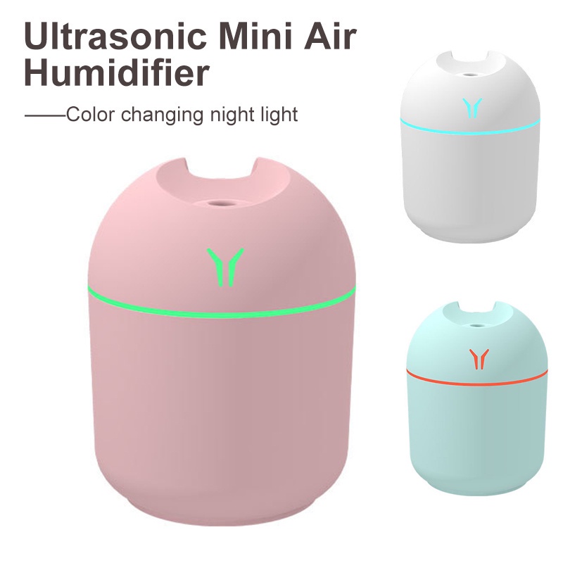 Máy Phun Sương Tạo Ẩm Không Khí Siêu Âm Mini 250ML Có Đèn LED