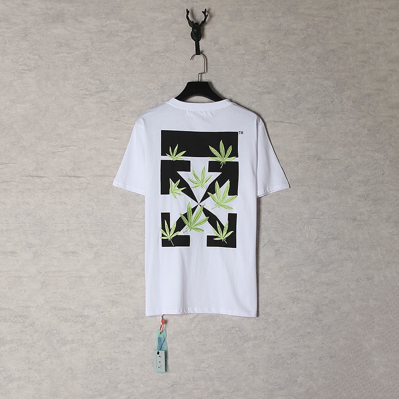 Áo Thun off white Ngắn Tay Dáng Rộng Bằng cotton Trơn In Nhãn + Thẻ Treo Thời Trang Mùa Hè Cho Cặp Đôi