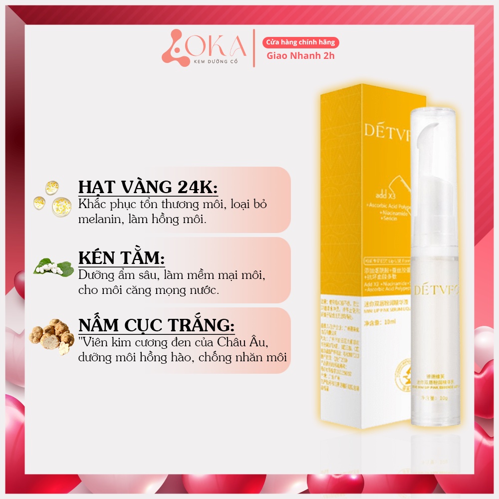 Khử thâm môi DETVFO dưỡng ẩm làm môi hồng căng mọng tự nhiên