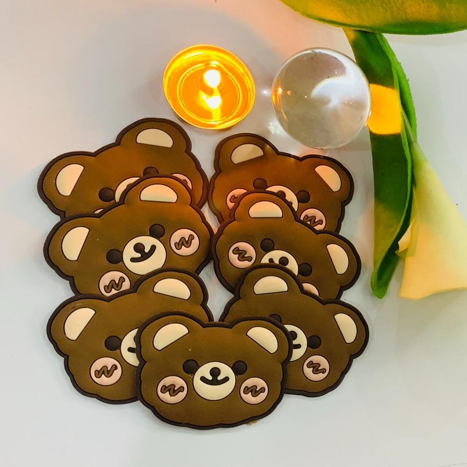 SKC3 GẤU MÁ HỒNG Sticker đính dán dép mẫu mới  dễ thương cho nam nữ phù hợp mọi loại dép