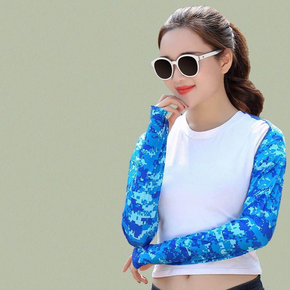 LOMBARD Găng Cánh Tay Vải Lụa Lạnh Mỏng Chống Tia UV Thời Trang Chạy Bộ Cho Nữ