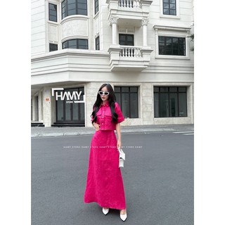 Đầm Cổ Vuông Tay xếp