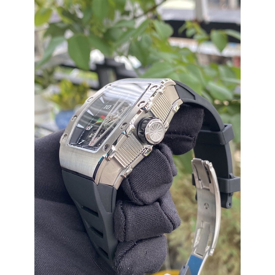 Đồng Hồ Nam Hanboro HBR 983 Black - Dây Cao Su , Máy Automatic , Size 48mm