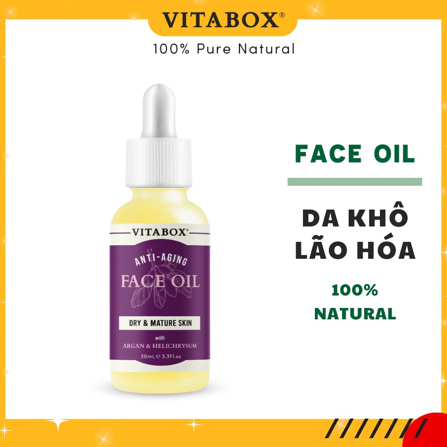 Dầu dưỡng cho da khô, lão hóa VITABOX Anti Aging Face Oil, giúp da căng mịn đều màu mờ nếp nhăn - 30mL