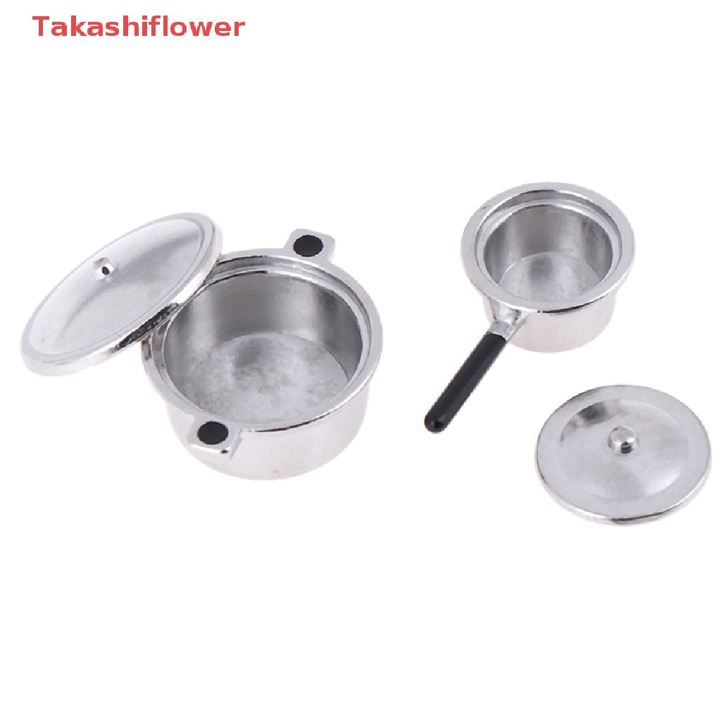 Set 4 Mô Hình Nồi Nấu Ăn Mini Bằng Kim Loại Tỉ Lệ 1: 12 Trang Trí Nhà Búp Bê