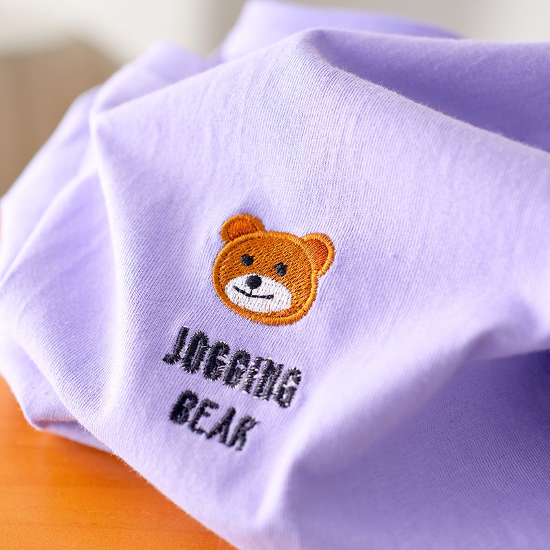 Áo Thun Cotton Ngắn Tay Thêu Hình Gấu Cổ Điển Thời Trang Mùa Hè 2023 Phong Cách Mới Cho Nữ