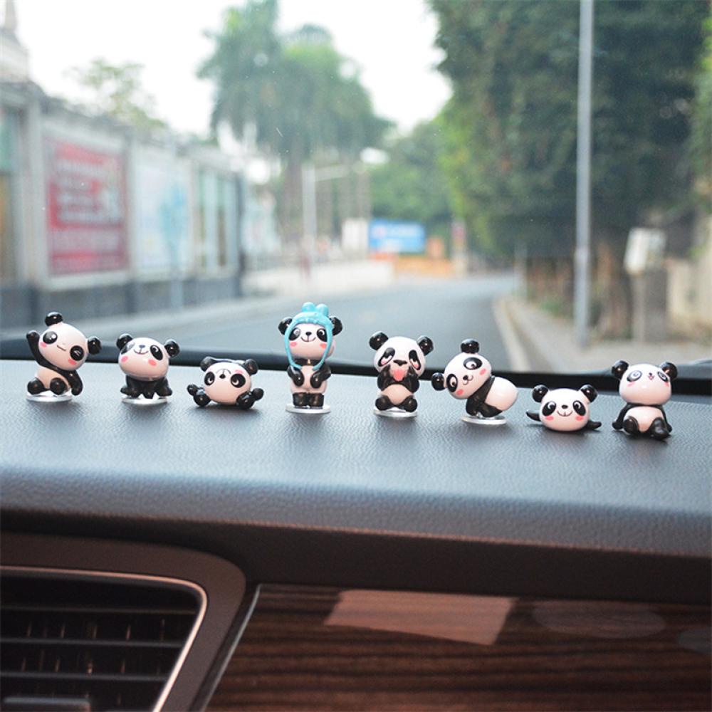 Set 8 Chú Gấu Trúc Hoạt Hình Dễ Thương Trang Trí Bảng Điều Khiển Xe Hơi S2Z5 DIY