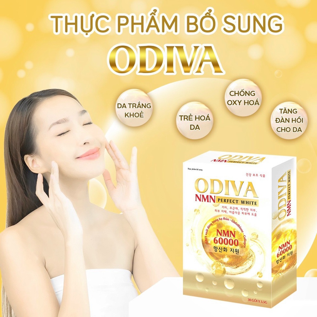 Bột Đông Trùng Hạ Thảo Collagen Giúp Trẻ Hóa, Căng Mịn Da Truyền Trắng ODIVA Hàm Lượng NMN 6000 - Hộp 30 gói