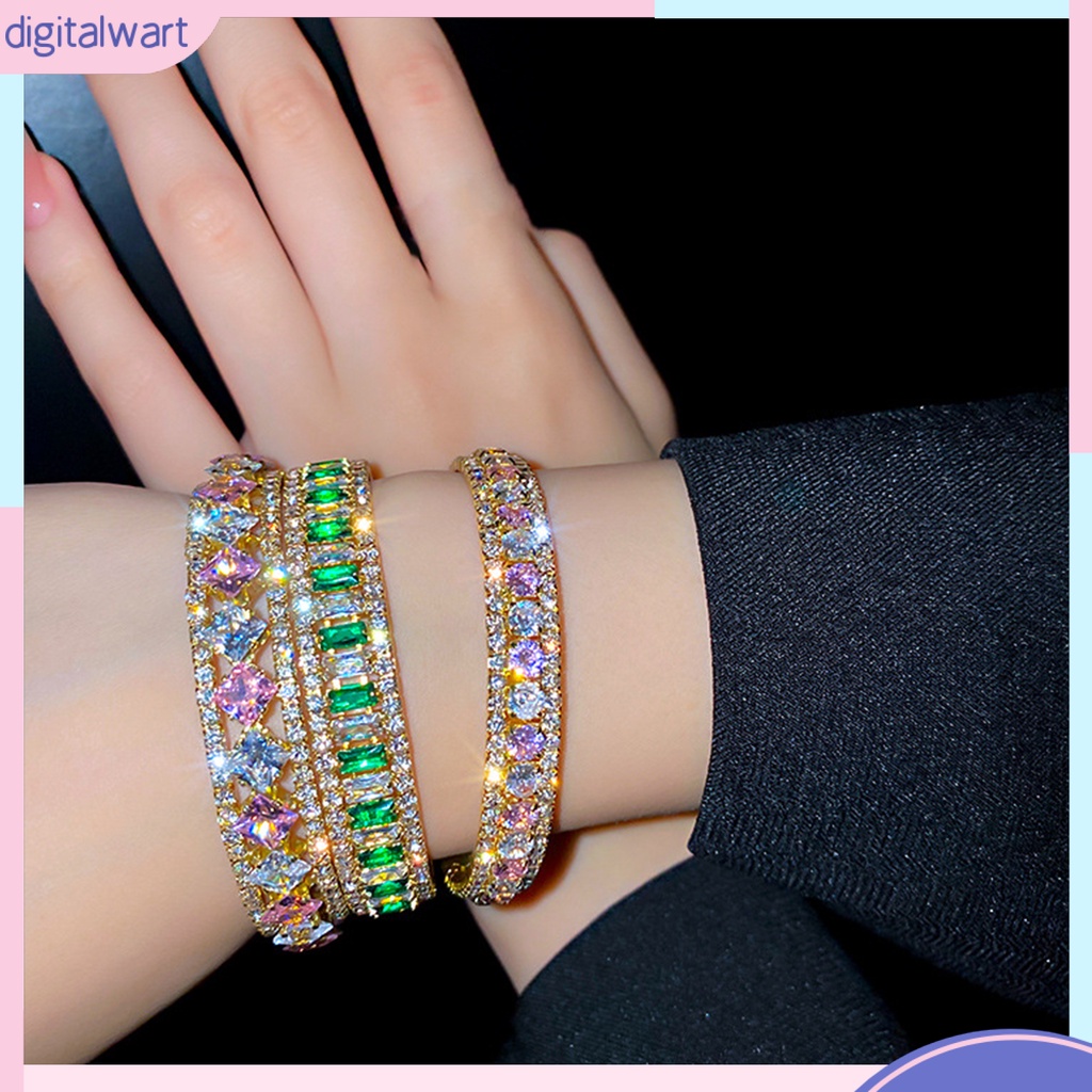 Vòng Tay Chuỗi Hạt Tròn Đính Đá Lấp Lánh Thời Trang Cho Nữ