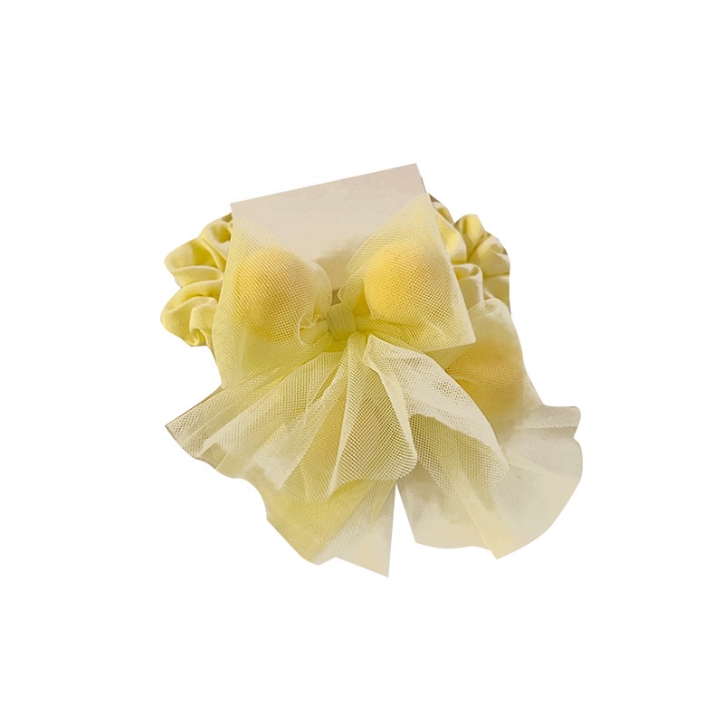 Dây Buộc Tóc Cao Su Co Giãn Bọc Da Phối Nơ Màu Kẹo Dễ Thương Cho Bé Gái