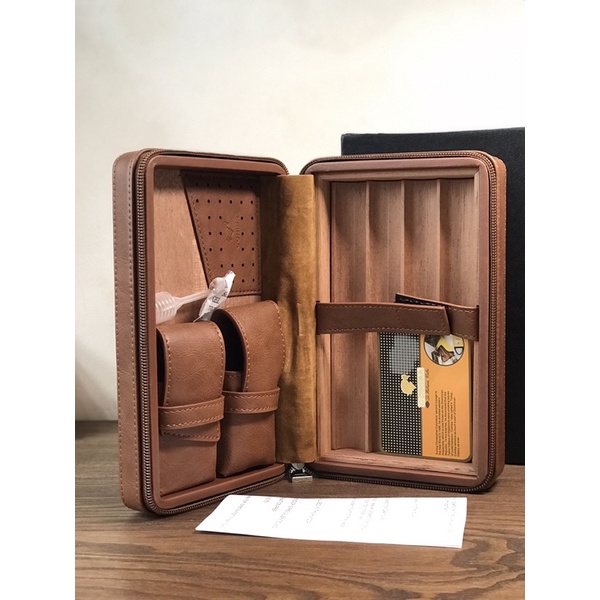 bao da đựng xì gà, hộp đựng cigar không kèm dao cắt, bật lửa