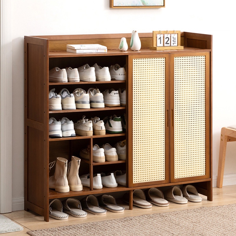 Mua Tủ giày gỗ tre cửa lùa thiết kế mây tre đan 1m17 x 106cm - Kệ để ...