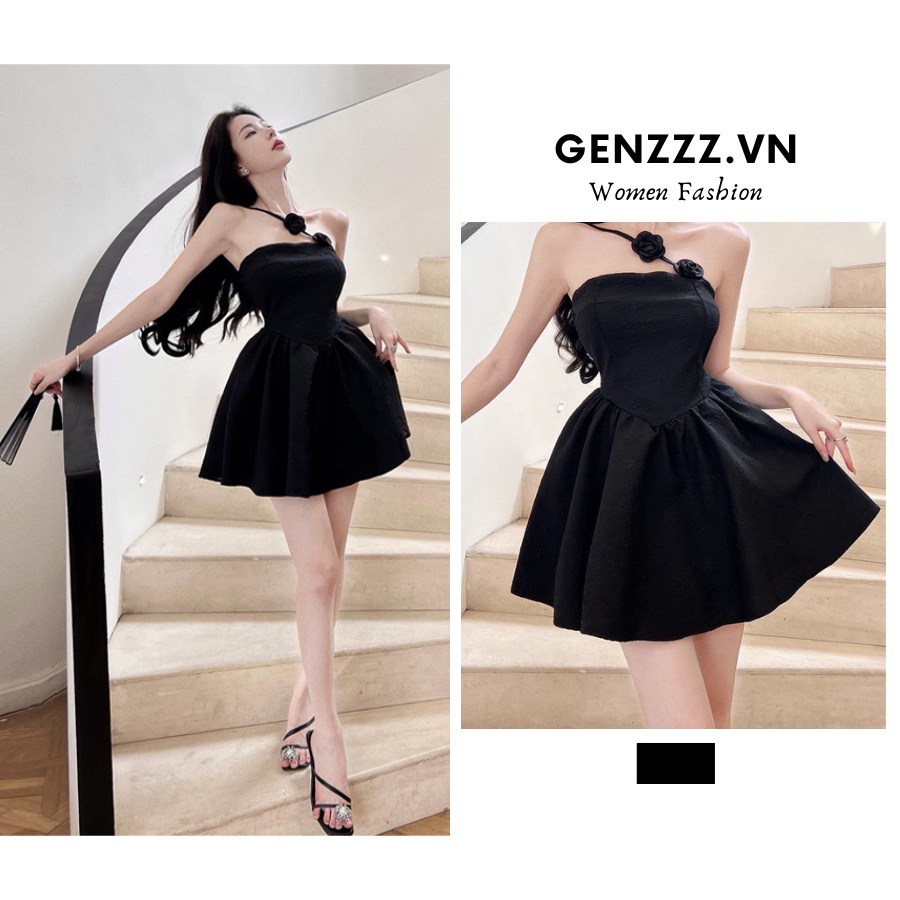 Đầm cúp ngực ôm eo, phối hoa sang chảnh, quyến rũ, váy tiểu thư thời trang cao cấp dành cho nữ mùa xuân hè