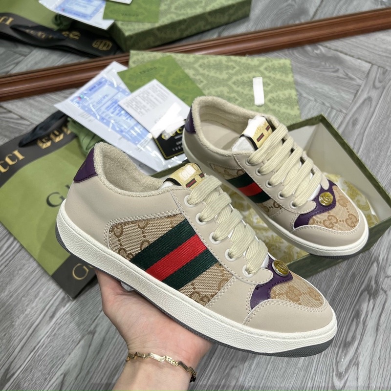 Full box+quà tặng🎁Giày sneaker Gucci SC nâu nhạt thể thao nam nữ