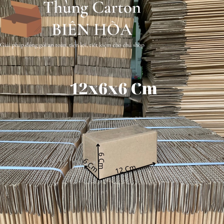 100 Hộp Giấy Carton Kích Thước 12Cmx6Cmx6Cm - Hộp Sóng C Dày, Cứng