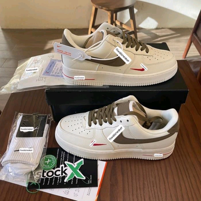 Giày_Nike Air Force 1 Custom Vệt Nâu Bản S.Cấp - Giày Thể Thao AF1 Nam Nữ Cổ Thấp Cao Cấp Full Bill Box