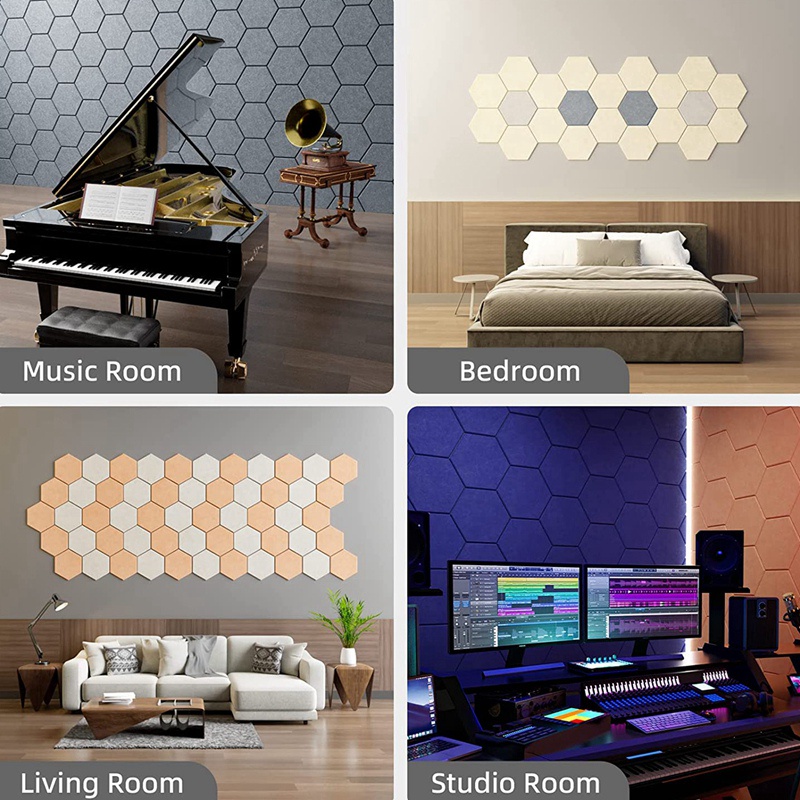 Set 12 Tấm Xốp Cách Âm 12X10X0.4In Hình Lục Giác Màu Xám