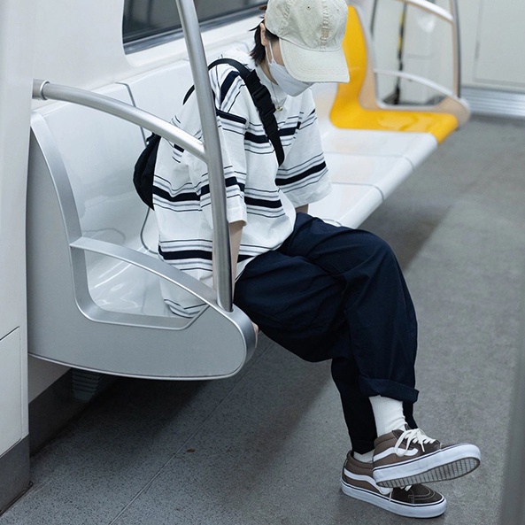 SUXI Áo Thun Tay Ngắn Dáng Rộng Họa Tiết Kẻ Sọc Thời Trang Vintage Dễ Phối Đồ Cho Nữ