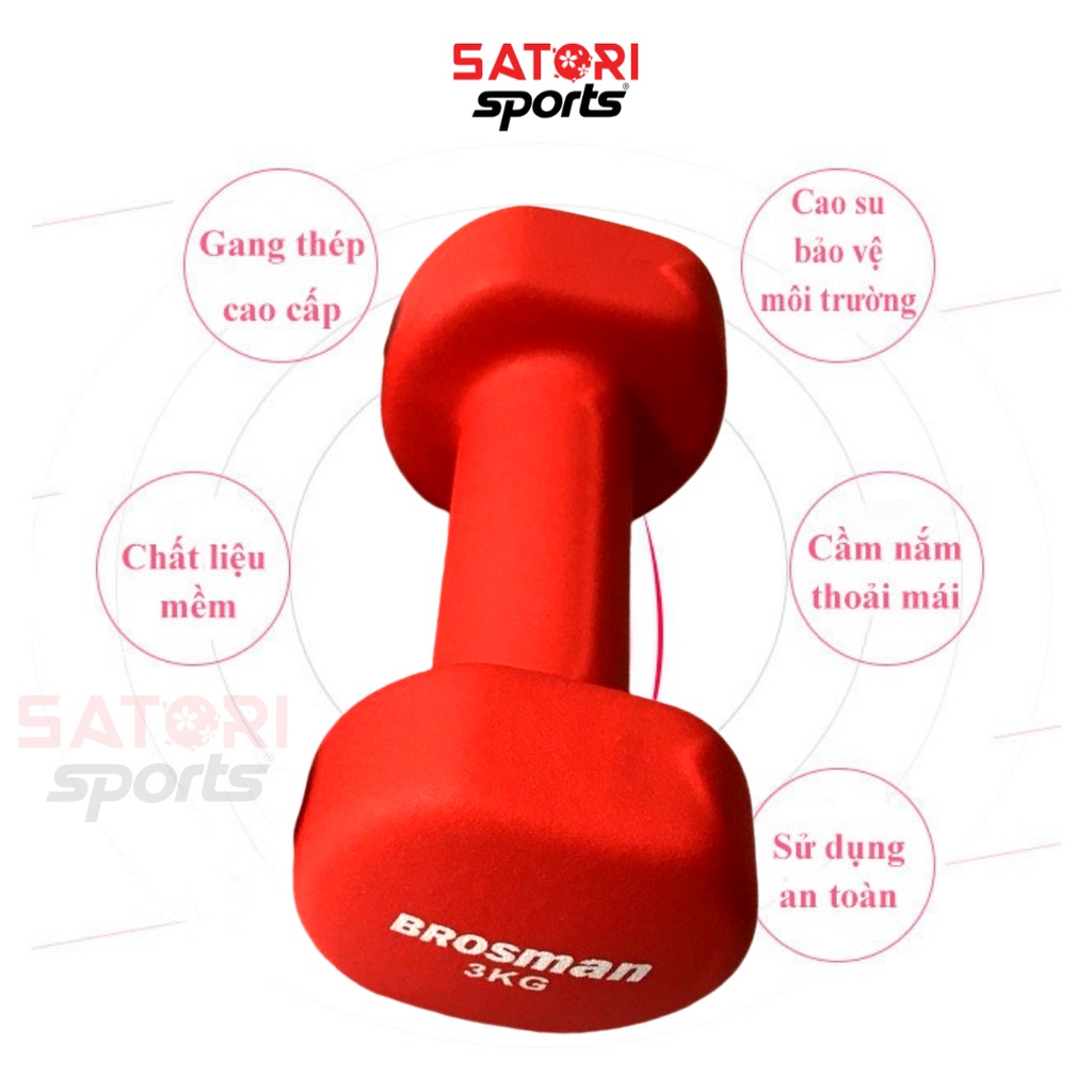 Tạ tay 1kg 2kg 3kg cho nữ , tạ tập yoga , tạ tay cao cấp cho bé tại nhà lõi thép bọc cao su - SATORI SPORT