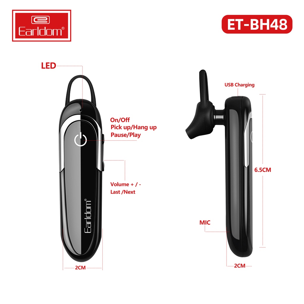 Tai nghe 1 tai bluetooth Earldom BH48 💥HÀNG CHÍNH HÃNG💥  💫 ẢNH THẬT 💫