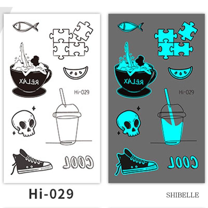 Nhãn dán hình xăm tạm thời Dạ Quang chống nước cho nam và nữ