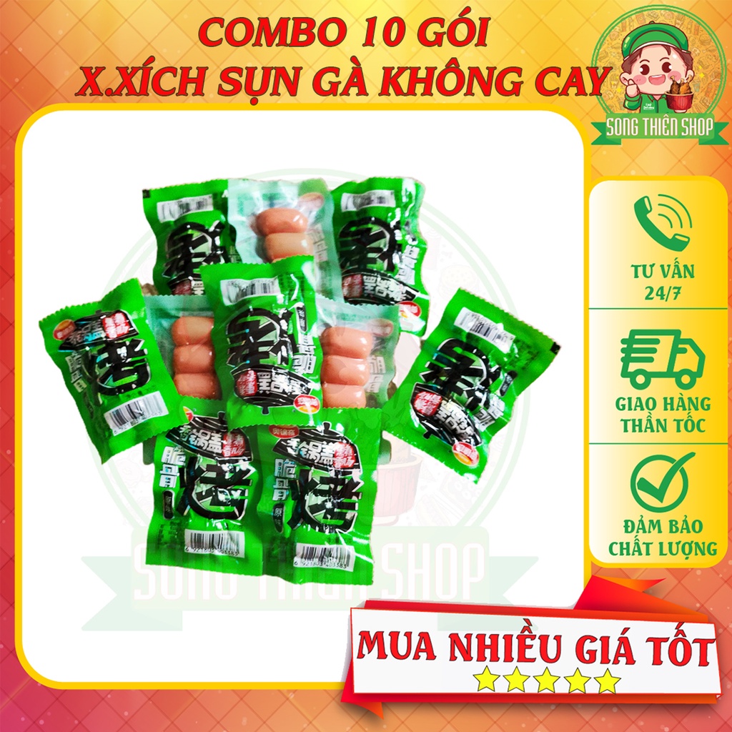 HỘP 20 GÓI Xúc Xích Sụn Gà  không cay (vỉ 4 viên)