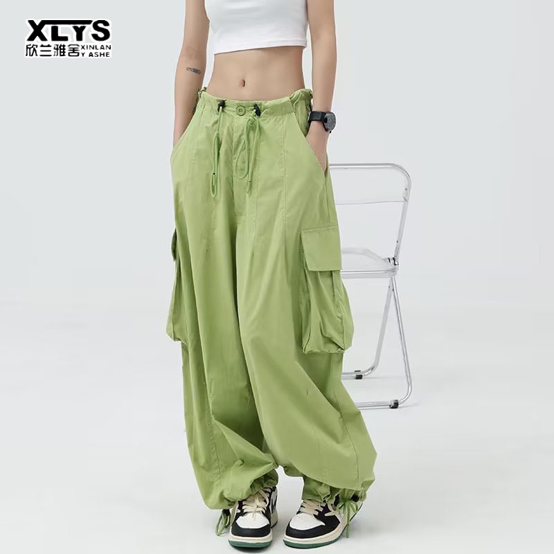 Quần dài XINLANYASHE ống rộng phối túi thời trang Hàn Quốc cổ điển dành cho nữ