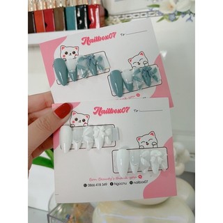 Nail box cô dâu tiểu thư sơn gel trắng xanh