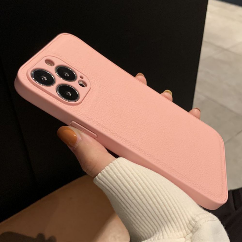 Ốp Điện Thoại Da Viền TPU Dẻo Màu Hồng Sang Trọng Chống Sốc / Mồ Hôi Cho IPhone 14 13 12 11 Pro Max X XR 8 7 Plus