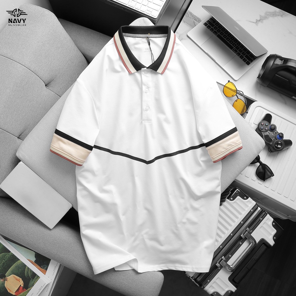 BIGSIZE NAM 80-140KG ÁO POLO IN CHỮ V TRẮNG 2BIG NAVY STAR