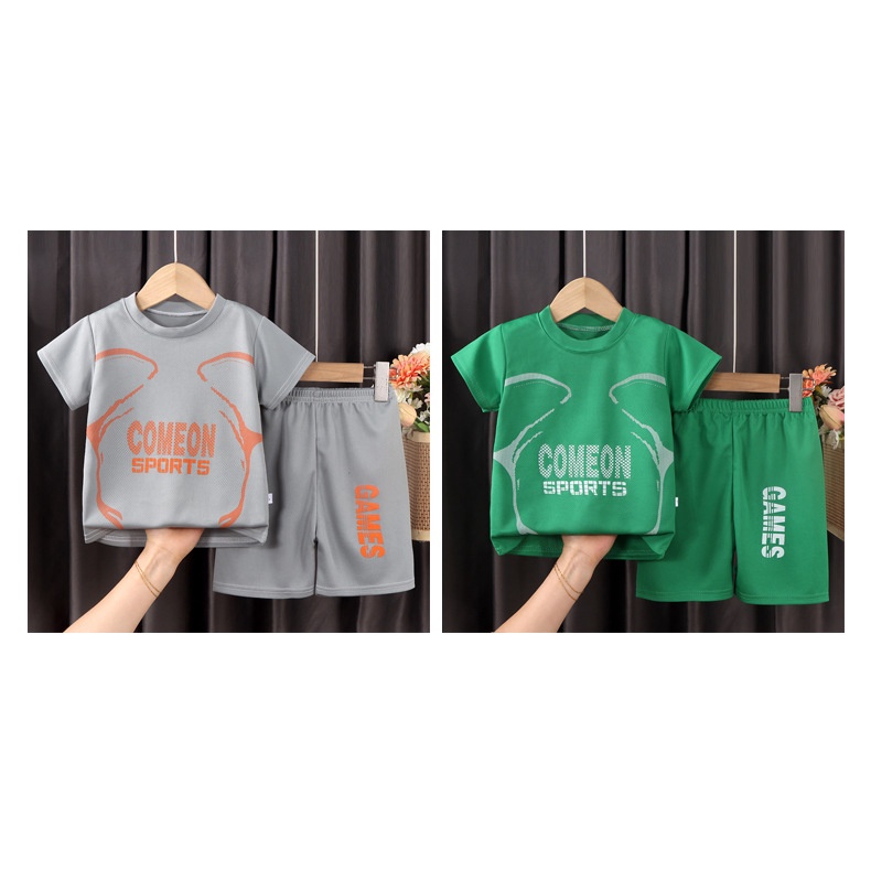 YAOEENH Set Đồ Thể Thao Ngắn Tay Phối Lưới Thoáng Khí Trọng Lượng Nhẹ 90-170cm Thời Trang Mùa Hè Cho Bé