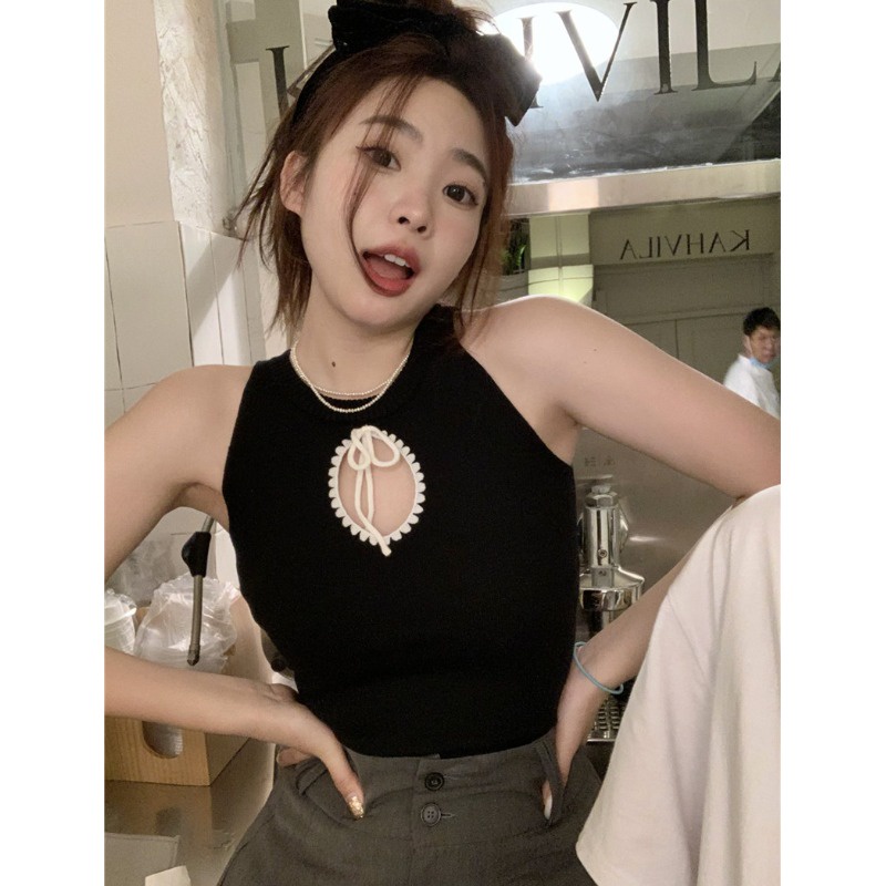 Áo Lót Cổ Tròn Khoét Rỗng Màu Sắc Tương Phản Thời Trang Mùa Hè Cho Nữ