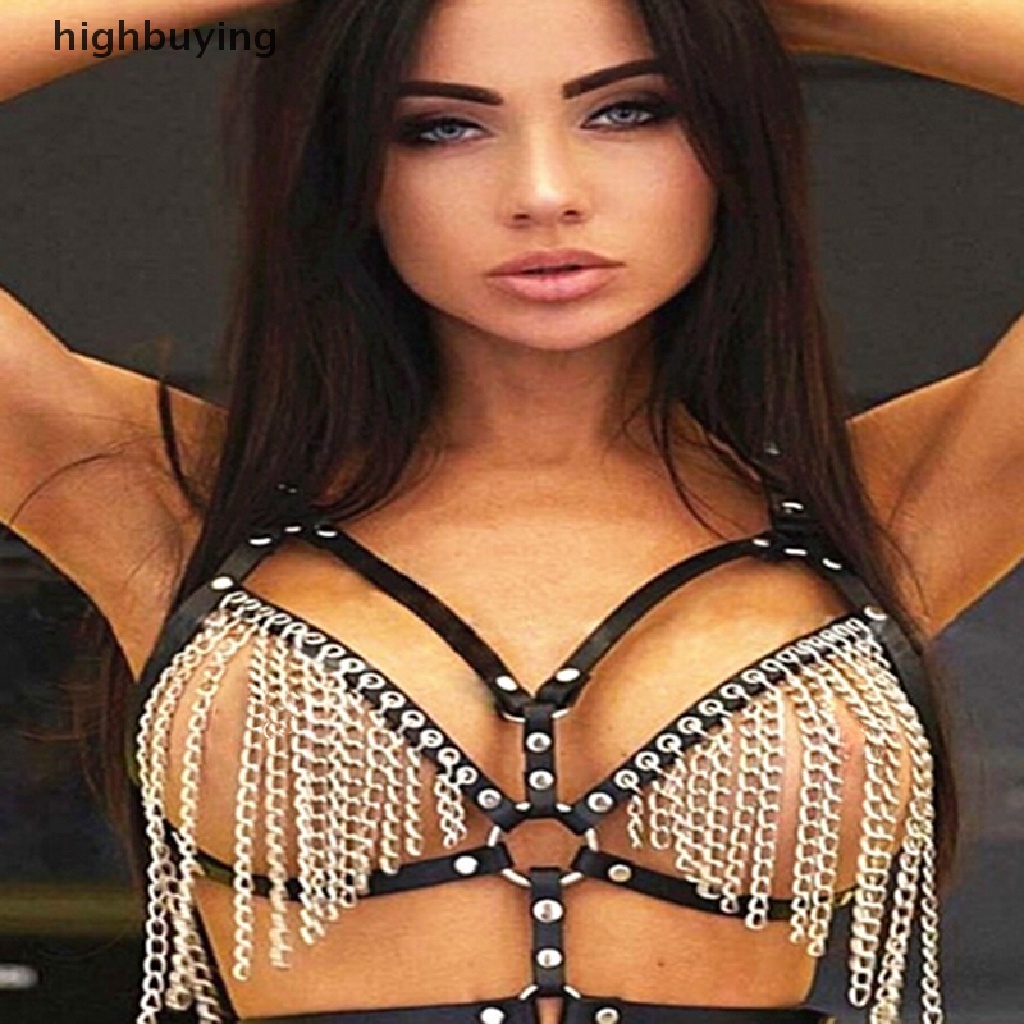 Đai Đeo Ngực Bằng Da Màu Đen Phong Cách Gothic Cho Nữ