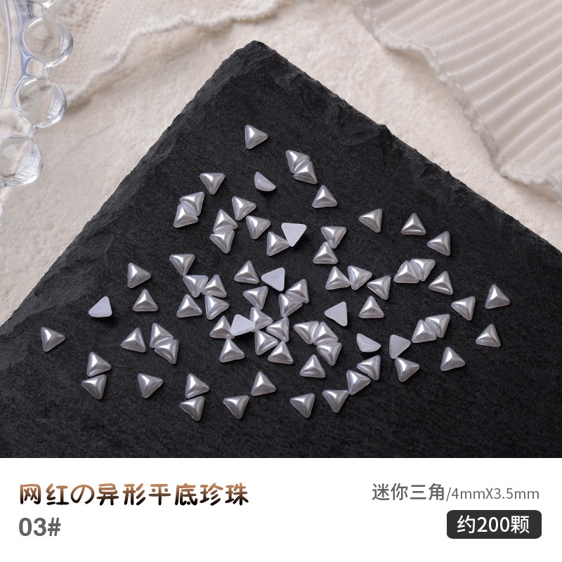 Set 200 Phụ Kiện Trang Trí Móng Tay Hình Trăng Sao Màu Trắng Đính Ngọc Trai
