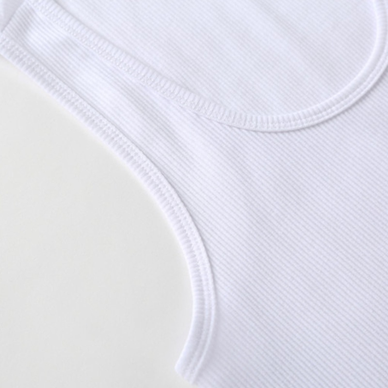 Áo Croptop Dệt Kim Sát Nách Cổ Tròn In Chữ Thời Trang Mùa Hè Cho Nữ