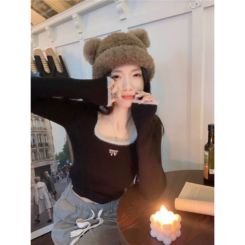 COZOK Áo Thun Tay Dài Dáng Ôm Nhiều Màu Sắc Thời Trang