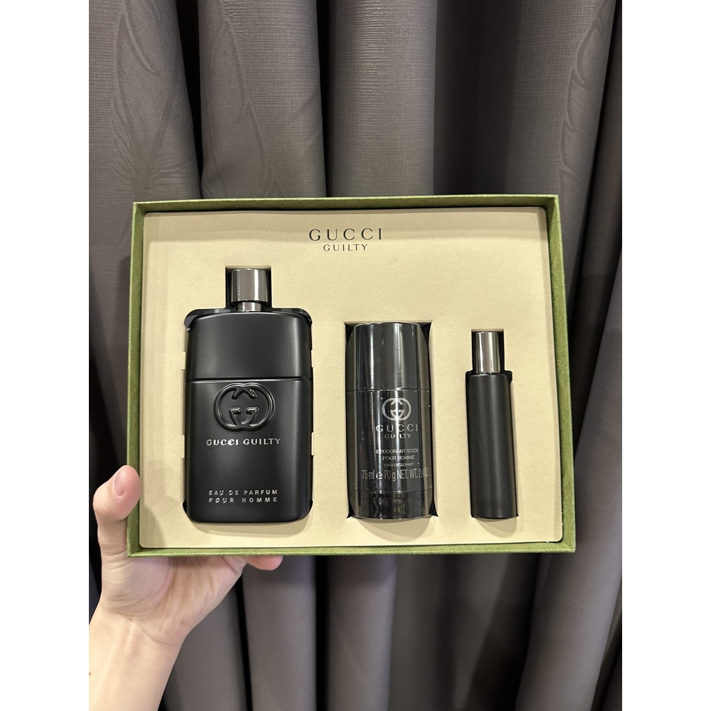Set Nước Hoa Nam ❣️FREESHIP❣️ Nước hoa Gucci Guilty Pour Homme EDP (90ml x 75ml x 15ml)
