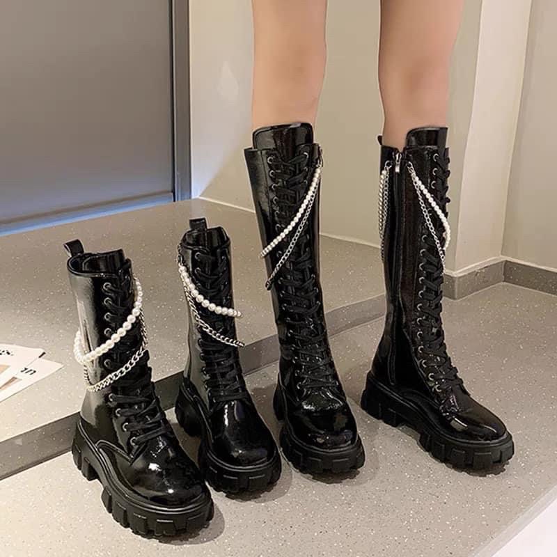 Boot da bóng đế 6cm kèm xích cực trend Ulzzang