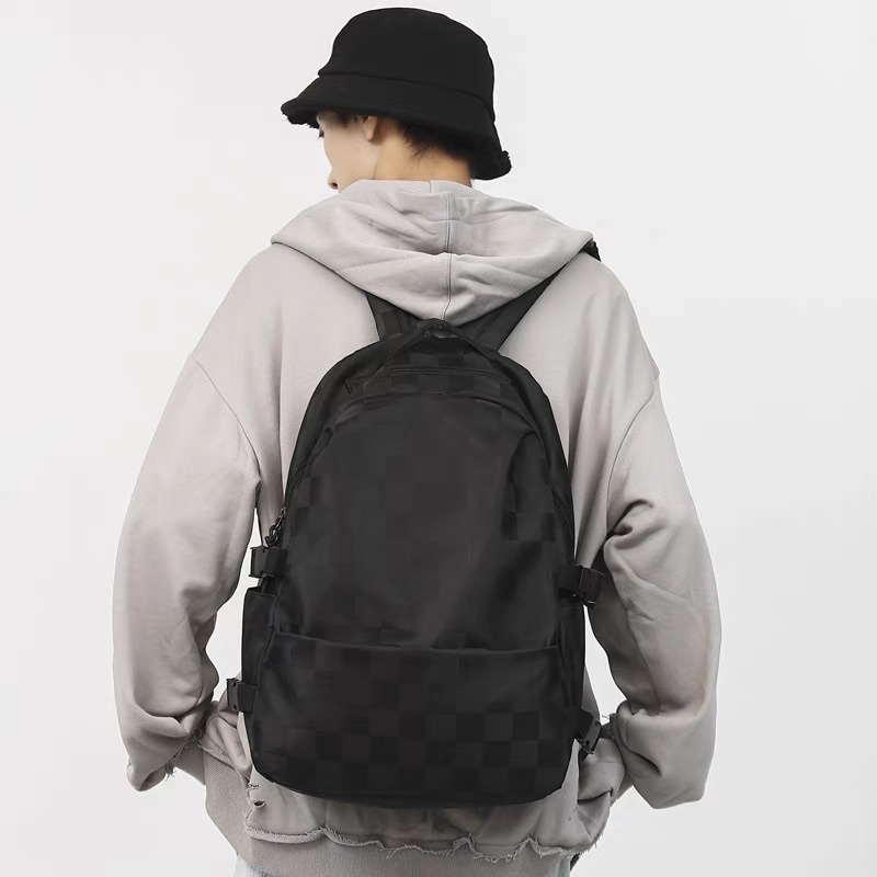Balo chống nước kẻ Caro cá tính học sinh sinh viên đựng vừa laptop sách vở đi học đi làm cặp unisex balo thời trang