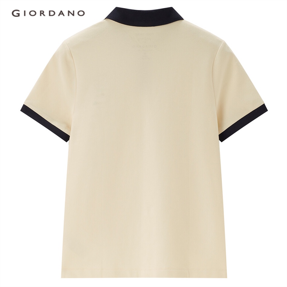 GIORDANO Áo polo nữ ngắn tay phiên bản fit phối màu thiết kế tương phản 05313394 | BigBuy360 - bigbuy360.vn