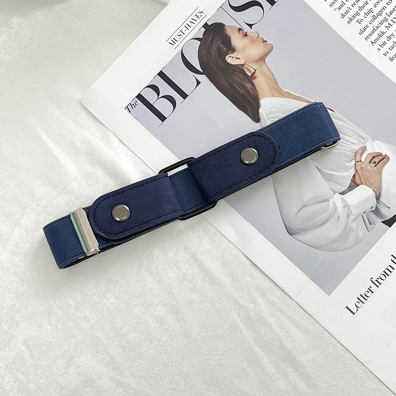 1 Thắt Lưng Vải Denim Vô Hình Co Giãn Không Khóa Dễ Điều Chỉnh Phong Cách Unisex