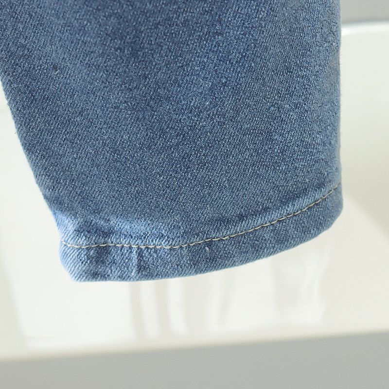 Quần Jeans Lưng Thun Phối Da Màu Trơn Dễ Thương Cho Bé Gái 0-4 Tuổi