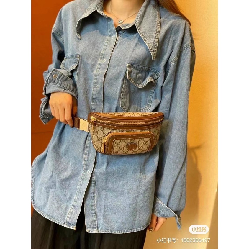 Túi mề gà W366-22 đeo chéo BUMBAG GG LOGO CHẤT DA TOGO, DA THẬT SIZE MINI : 22 CM FULLBOX