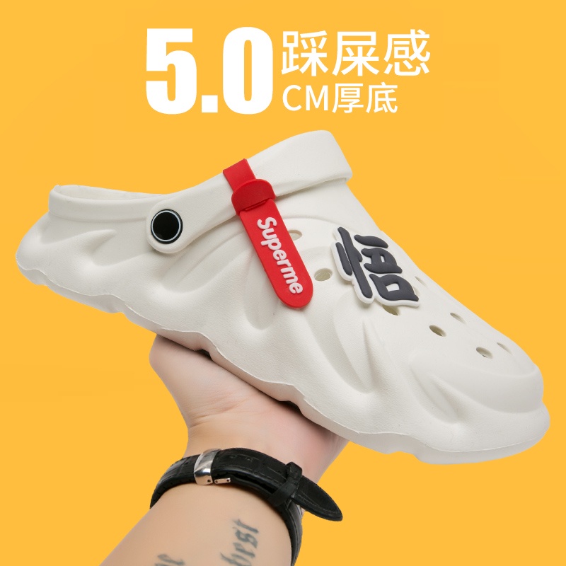 Dép Bít Mũi Đế Dày Đục Lỗ Chống Trượt Thời Trang Mùa Hè Cho Nam