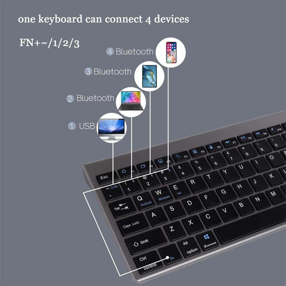 Bàn Phím Bluetooth Không Dây Không Gây Tiếng Ồn Có Thể Sạc Lại Cho Laptop / Máy Tính Bảng / PC / Windows