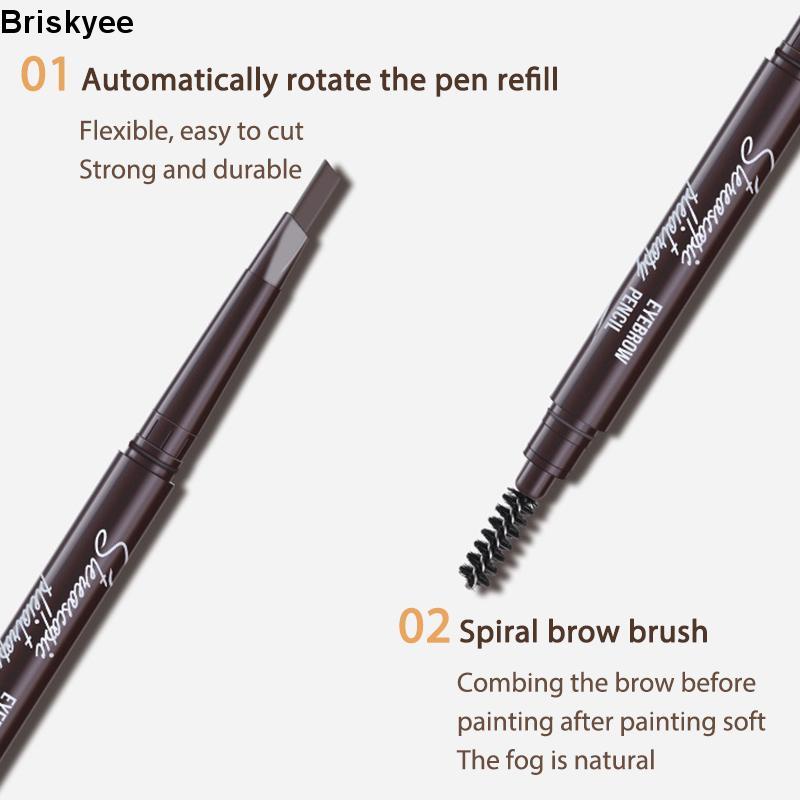 🎶Bút chì kẻ lông mày hai đầu hình tam giác xoay được chống nước chống mồ hôi lâu trôi